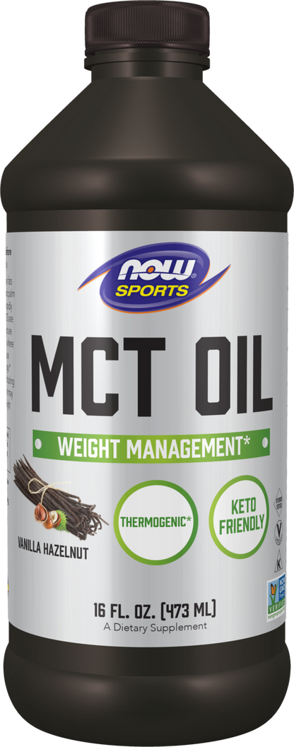 NOW Sports, MCT Oil, 14 g, Weight Management*, Vanilla Hazelnut, 16 fl. oz