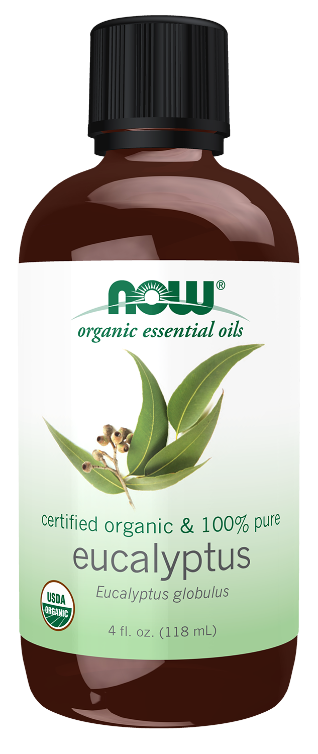 NOW Essential Oils, Organic Eucalyptus Globulus Oil, Steam Dist., 4 fl. oz