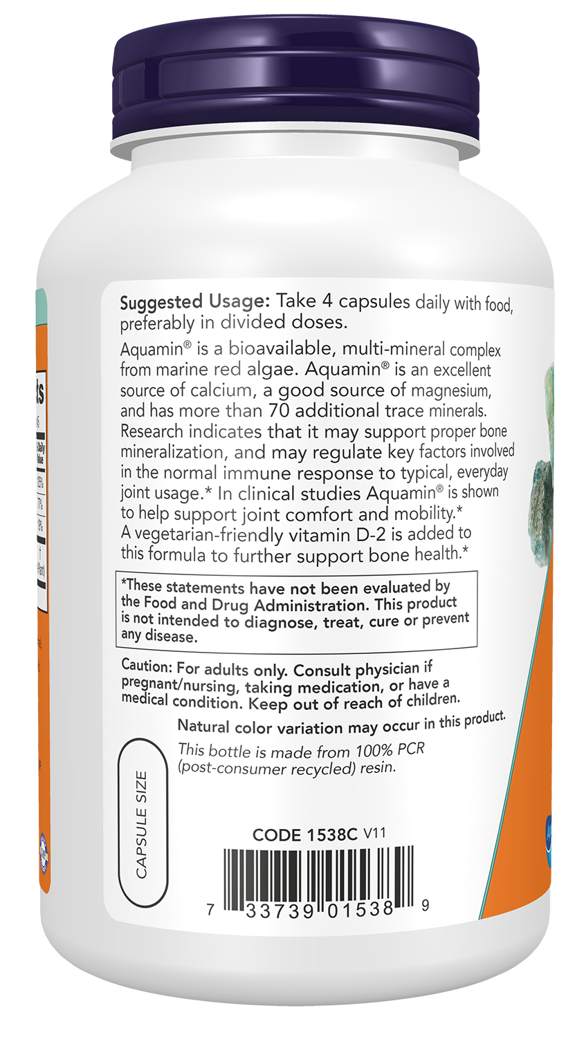 NOW Supplements, Red Mineral Algae Plus Vitamin D-2, 180 Veg Caps