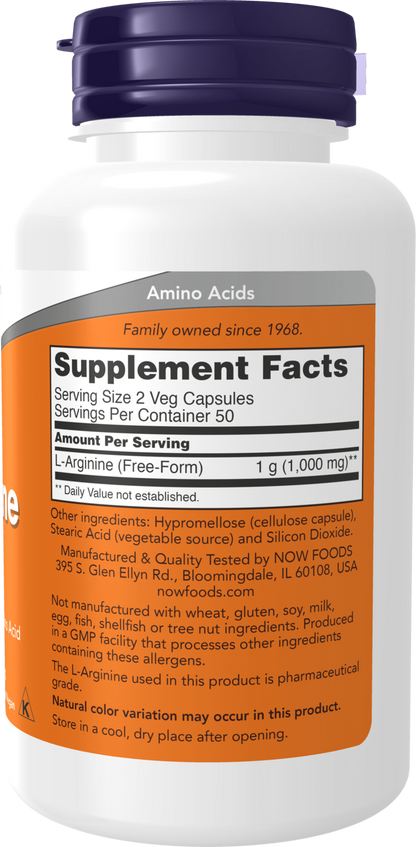NOW Supplements, L-Arginine 500 mg, Amino Acid, 100 Veg Caps