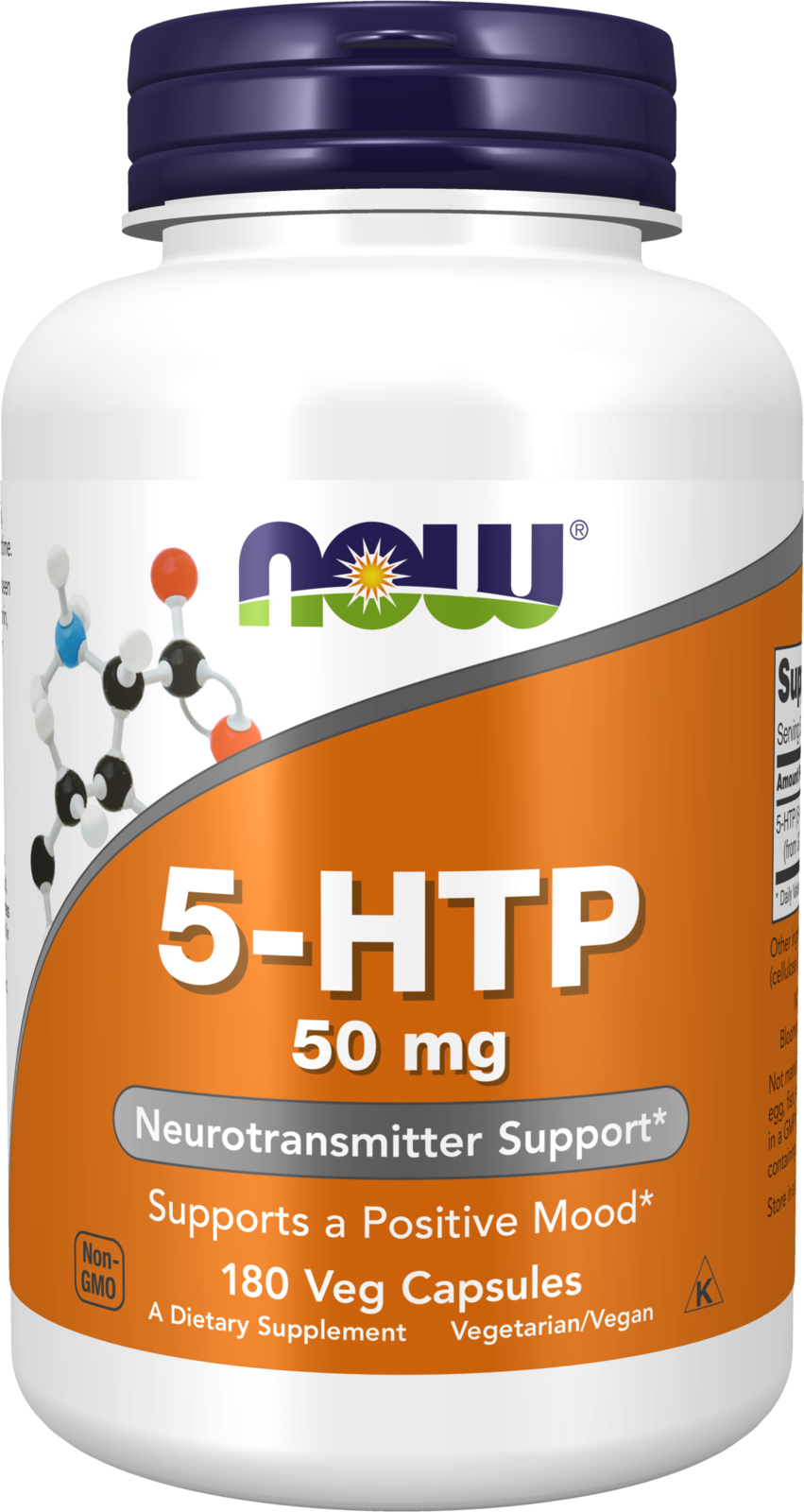 NOW Supplements, 5-HTP (5-hydroxytryptophan) 50 mg, 180 Veg Caps