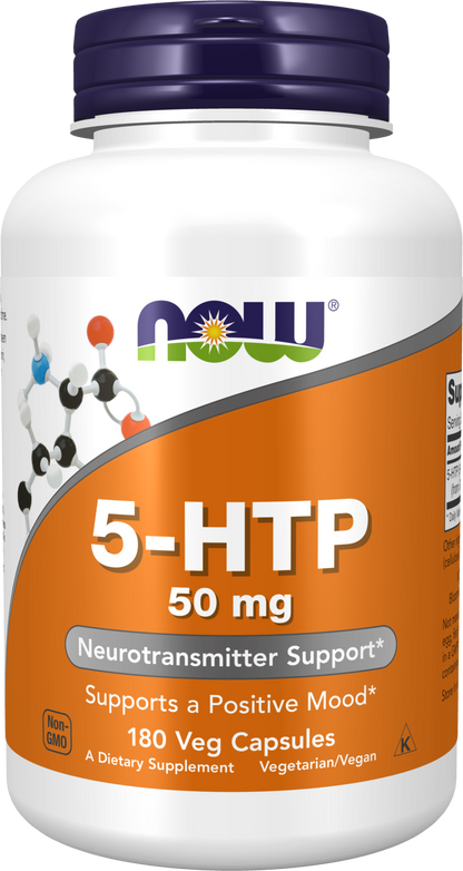 NOW Supplements, 5-HTP (5-hydroxytryptophan) 50 mg, 180 Veg Caps