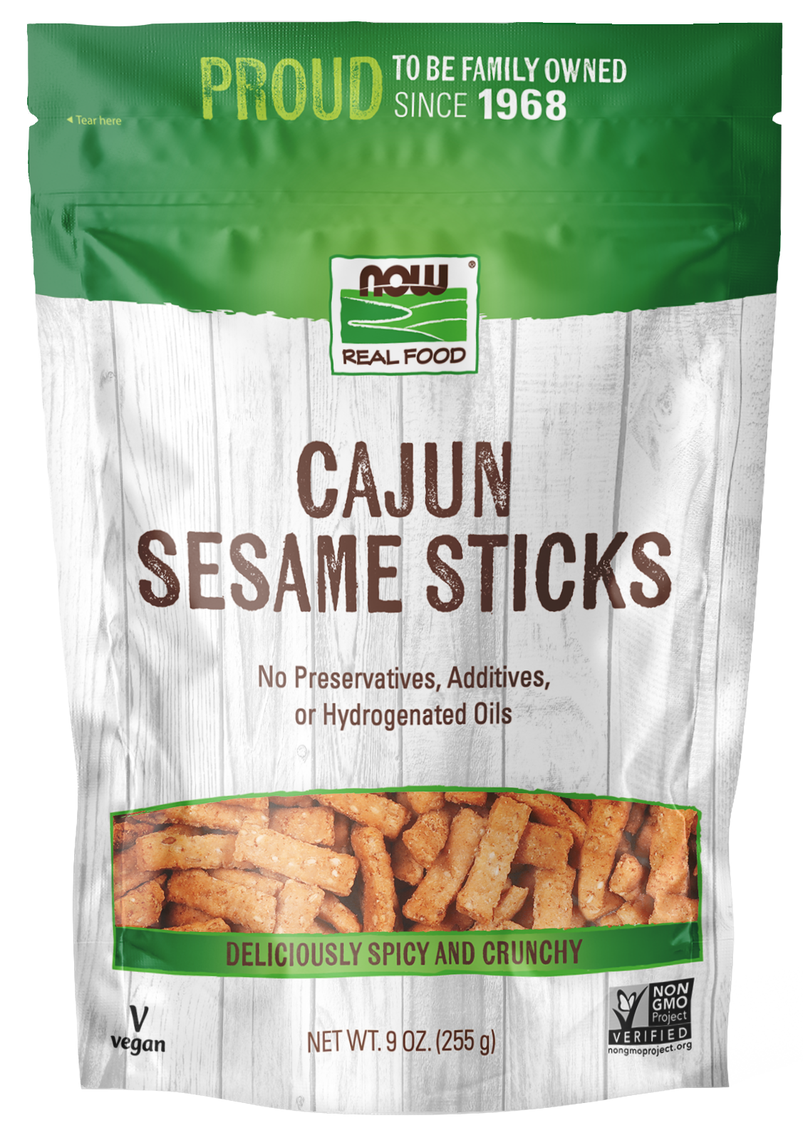NOW Foods, Cajun Sesame Sticks, Delicious Crunchy, Spicy Cajun Flavor, 9 oz