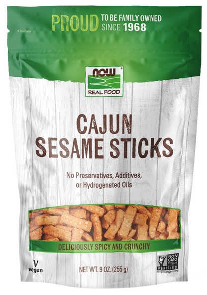 NOW Foods, Cajun Sesame Sticks, Delicious Crunchy, Spicy Cajun Flavor, 9 oz