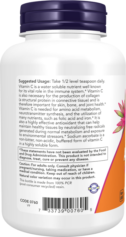 NOW Supplements, Sodium Ascorbate Powder, Antioxidant Protection*, 8-oz