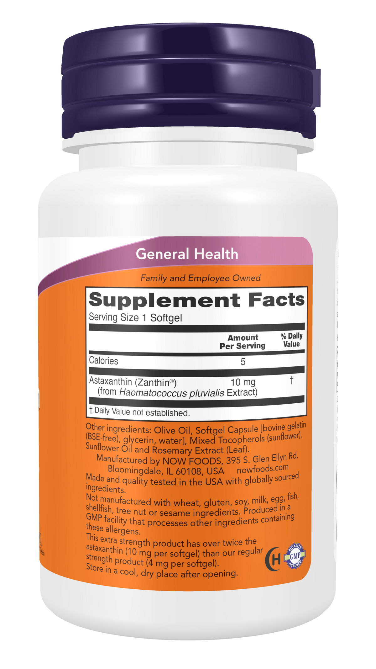 NOW Supplements, Astaxanthin 10mg, Zanthin®, Extra Strength, 30 Softgels