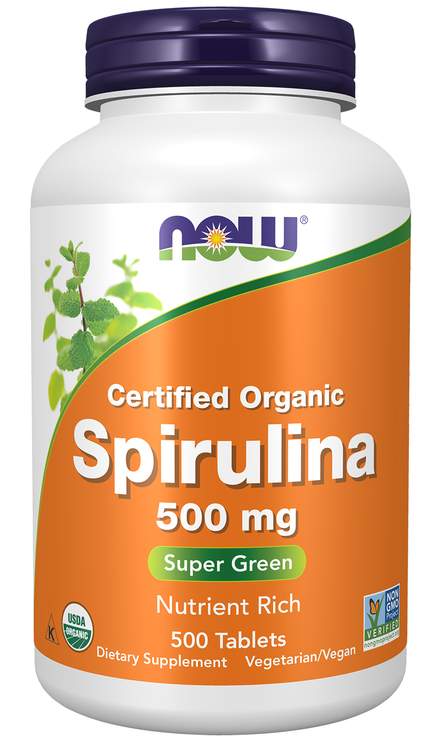 NOW Supplements, Organic Spirulina 500 mg, 500 Tabs