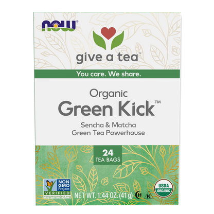 NOW Foods, Give a Tea®  Organic Green Kick Tea 3 tea blend, 24 bags
