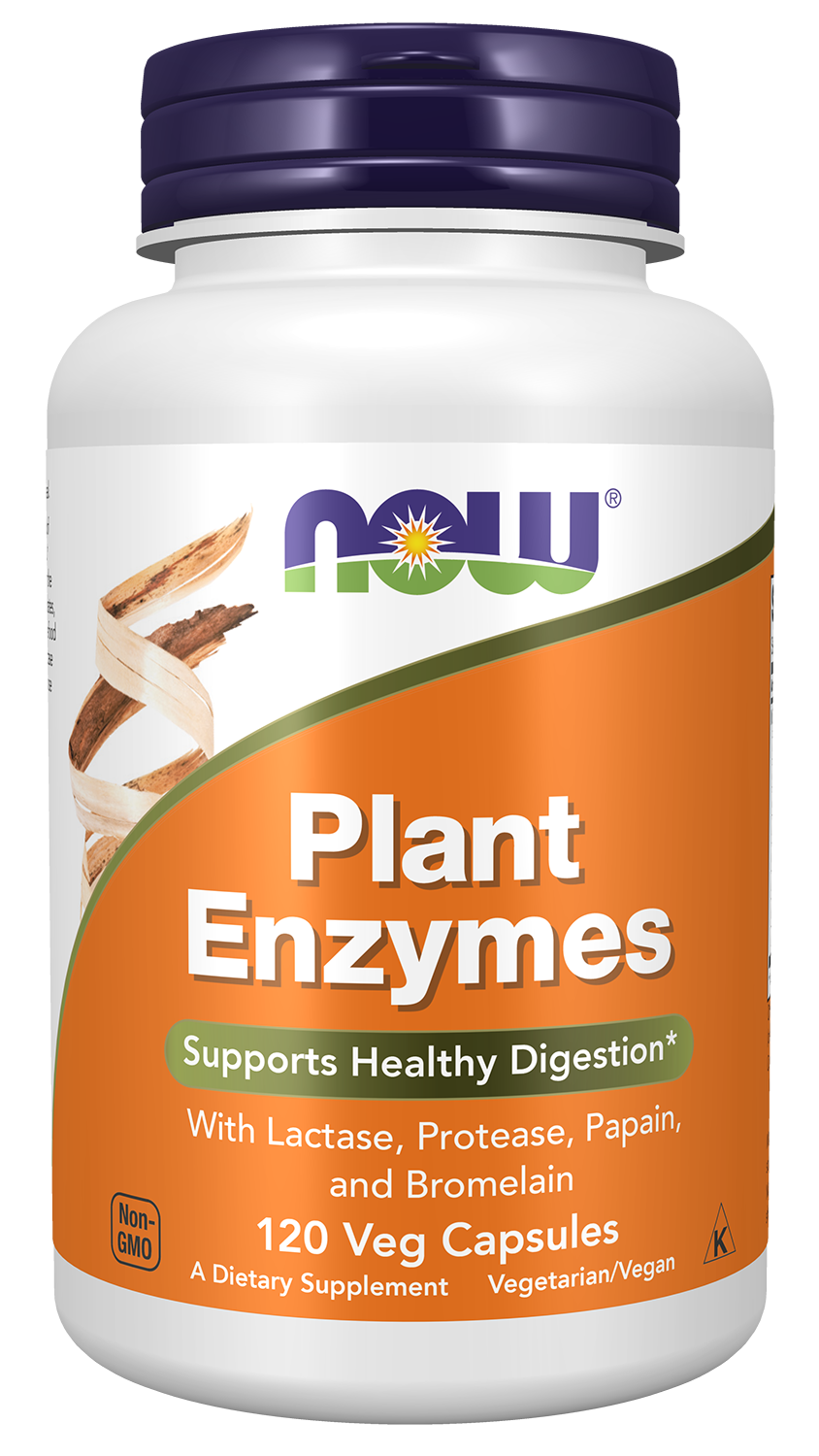 NOW Supplements, Plant Enzymes Lactase, Protease, Bromelain, 120 Veg Caps