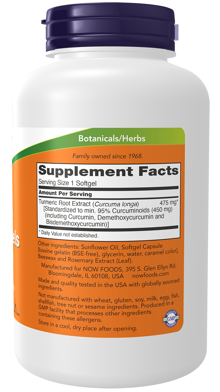 NOW Supplements, Tumeric Curcumin Gels, With 95% Curcuminoids, 120 Softgels