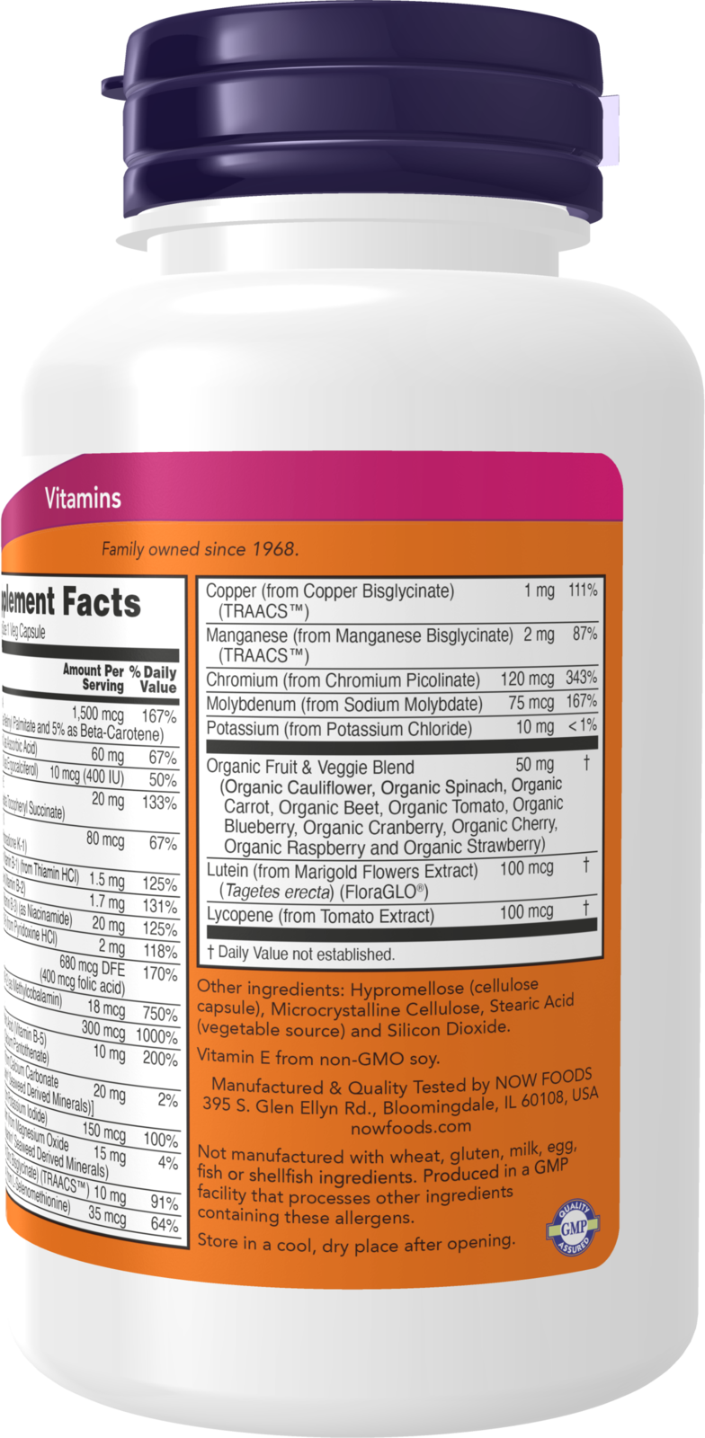 NOW Supplements, Daily Vits™, One Tablet Daily, 120 Veg Caps