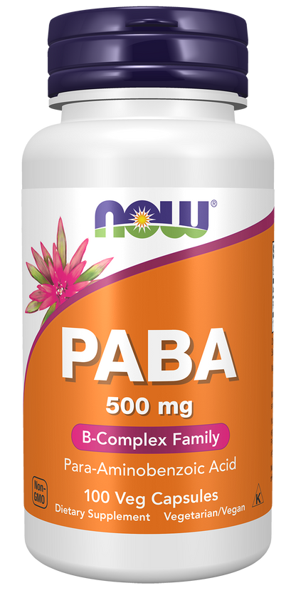 NOW Supplements, PABA 500 mg, B-Complex Family, 100 Caps