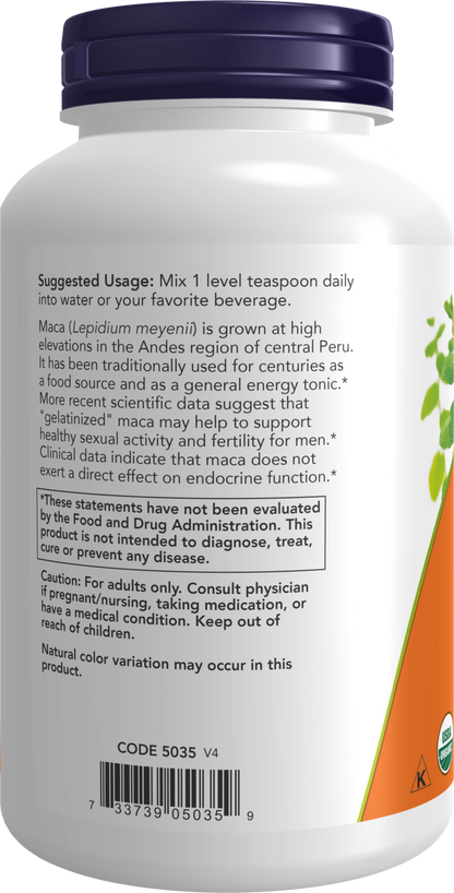 NOW Supplements, Organic Maca (Lepidium meyenii) Pure Powder, Reproductive Health*, 7-Ounce