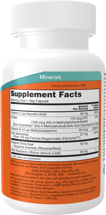 NOW Supplements, Iron Complex Caps, Non-Constipating*, 100 Veg Caps