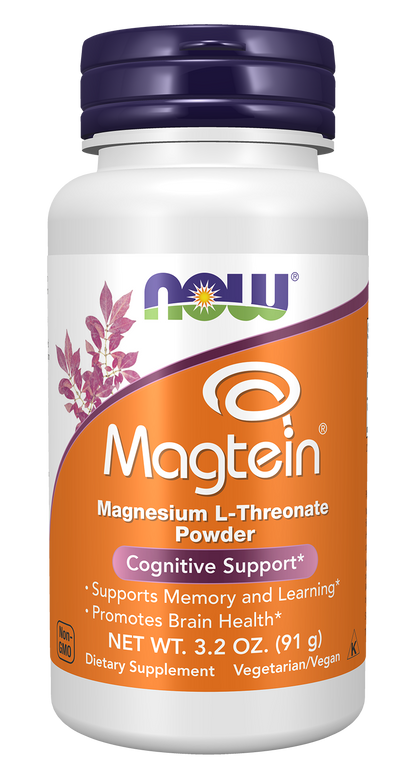 NOW Supplements, Magtein® with patented form of Magnesium, Powder,  3.2 oz