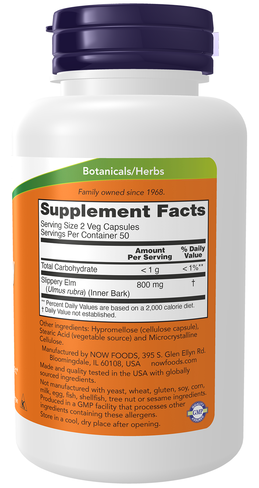 NOW Supplements, Slippery Elm 400 mg, Herbal Supplement, 100 Veg Caps