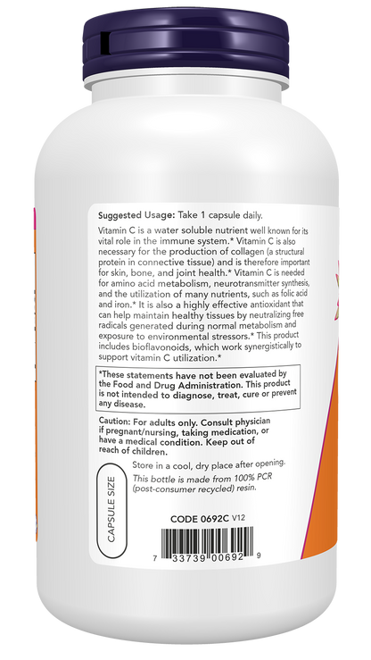 NOW Supplements, Vitamin C-1,000 with 100 mg of Bioflavonoids, 250 Veg Caps