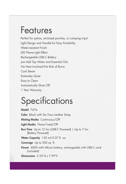 NOW Solutions, FireMist Lantern, Rechargeable USB Ultrasonic Oil Diffuser