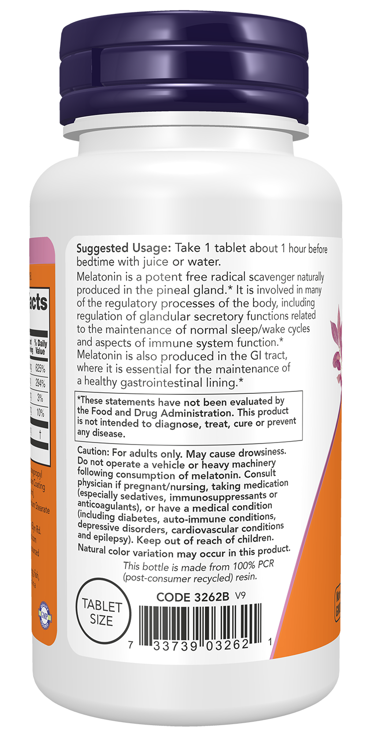 NOW Supplements, Melatonin 1 mg, Healthy Sleep Cycle*, 100 Tabs