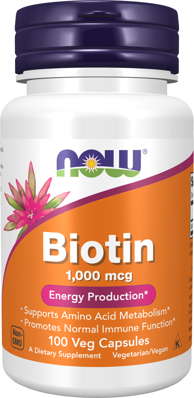 NOW Supplements, Biotin 1,000 mcg, Amino Acid Metabolism*, 100 Veg Caps
