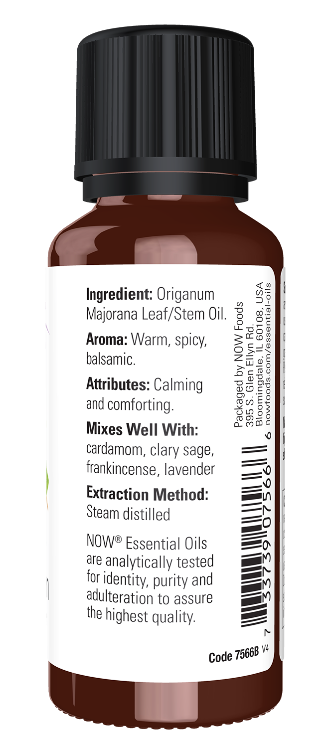 NOW Essential Oils, Marjoram Oil, Undiluted, Steam Distilled, 1 fl. oz