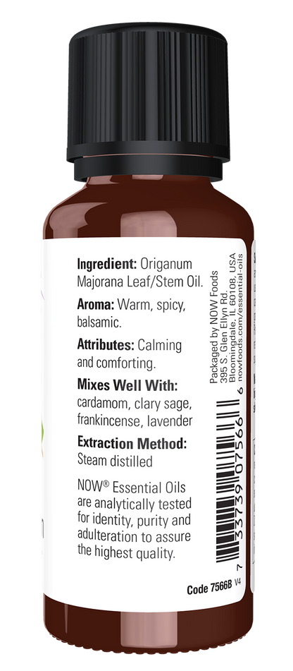 NOW Essential Oils, Marjoram Oil, Undiluted, Steam Distilled, 1 fl. oz