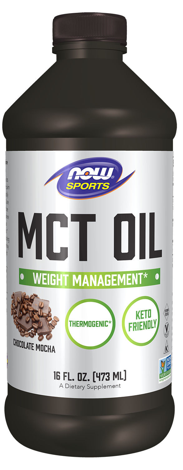 NOW Sports, MCT Oil 14 g, Weight Management*, Chocolate Mocha, 16 fl. oz
