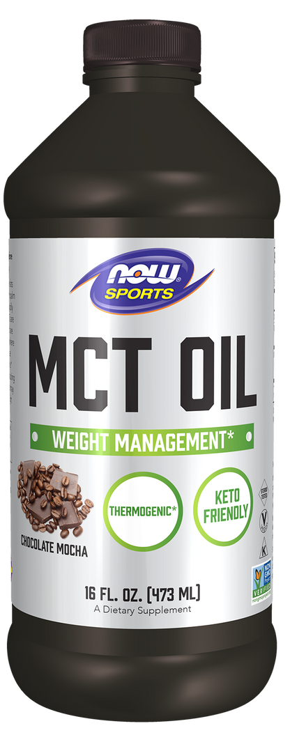 NOW Sports, MCT Oil 14 g, Weight Management*, Chocolate Mocha, 16 fl. oz