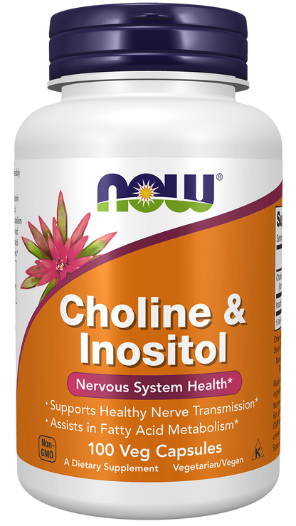 NOW Supplements, Choline & Inositol, Nervous System Health*, 100 Caps