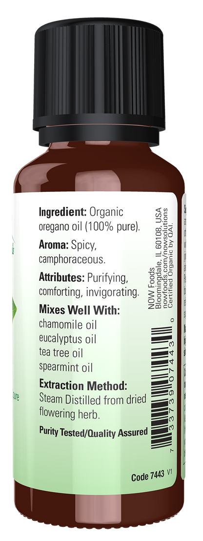 NOW Essential Oils, Organic Oregano Oil, Steam Dist., Undiluted, 1 fl. oz