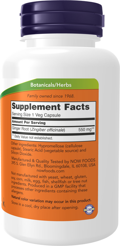 NOW Supplements, Ginger Root 550 mg, Digestive Support*, 100 Veg Caps