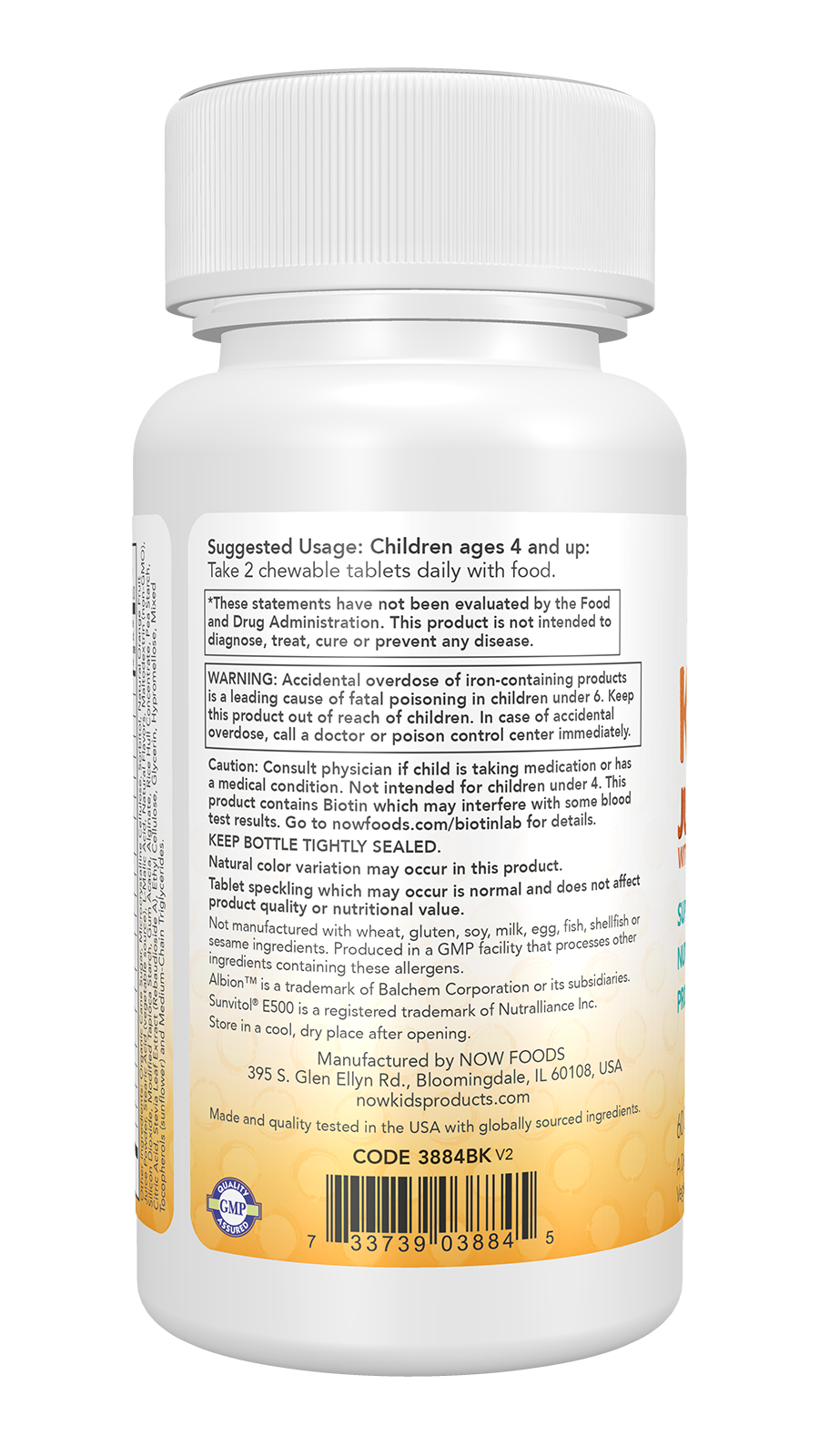 NOW Supplements, Kid Vits Multivitamin, Juicy Orange, 60 Chewable Tabs