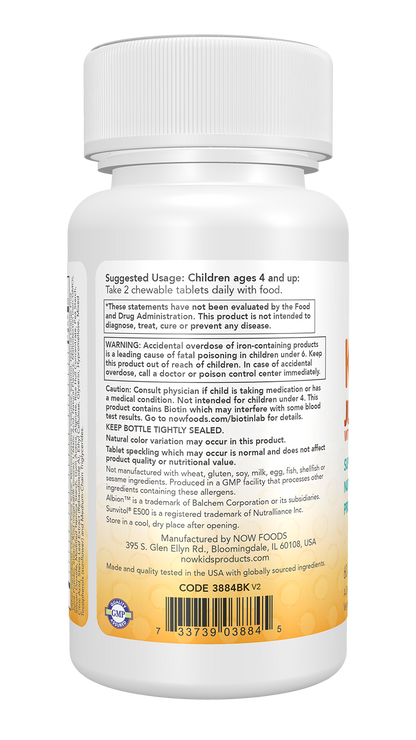 NOW Supplements, Kid Vits Multivitamin, Juicy Orange, 60 Chewable Tabs