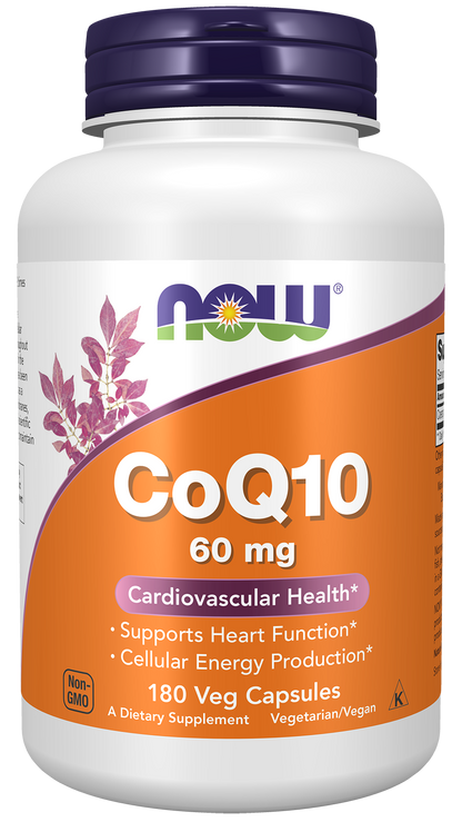 NOW Supplements, CoQ10 60 mg, Pharmaceutical Grade, 180 Veg Caps
