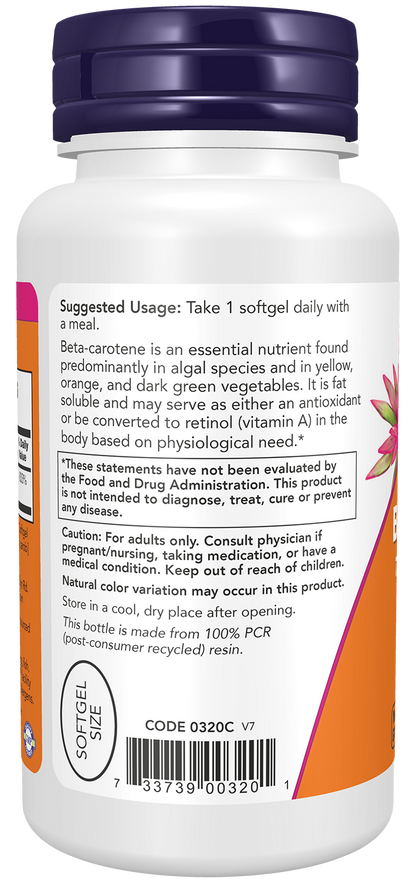 NOW Supplements, Beta Carotene 25,000 IU, 90 Softgels
