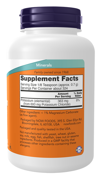 NOW Supplements, Potassium Chloride Powder, Essential Mineral*, 8 oz