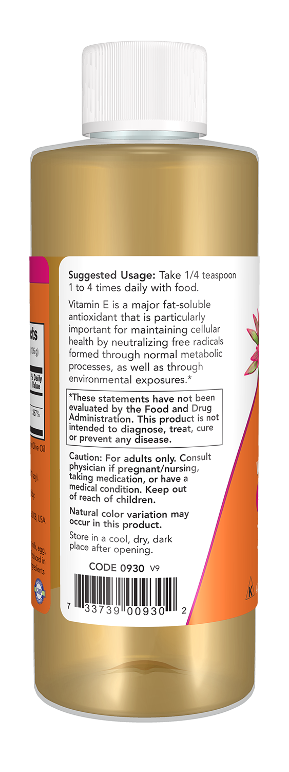 NOW Supplements, Vitamin E-Oil plus Mixed Tocopherols,  4-oz