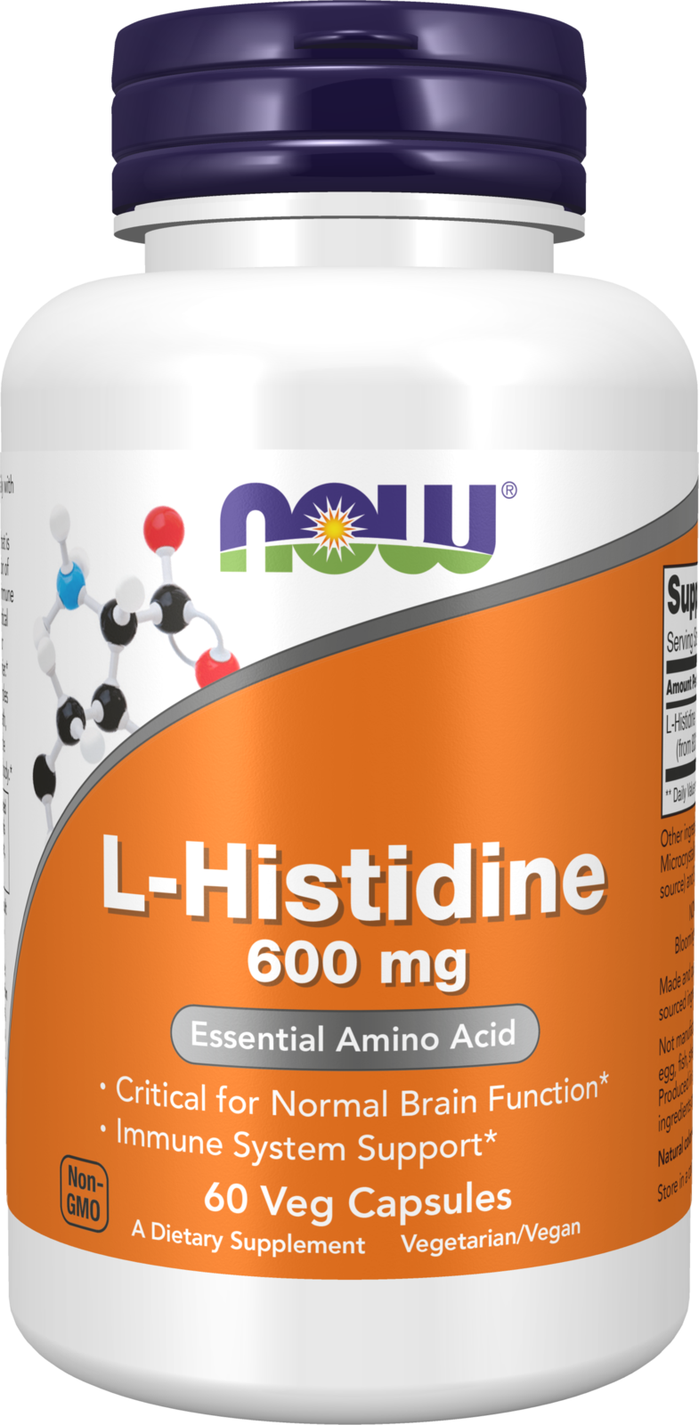 NOW Supplements, L-Histidine 600 mg, Immune System Support*, 60 Veg Caps