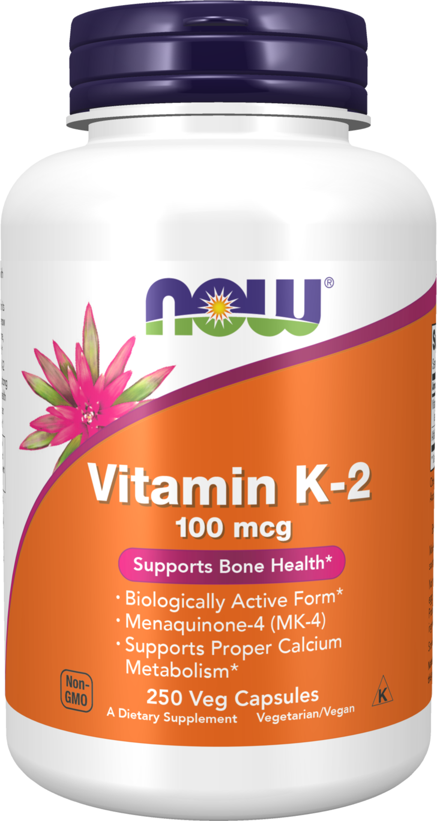 NOW Supplements, Vitamin K-2 100 mcg, Menaquinone-4 (MK-4), 250 Veg Caps