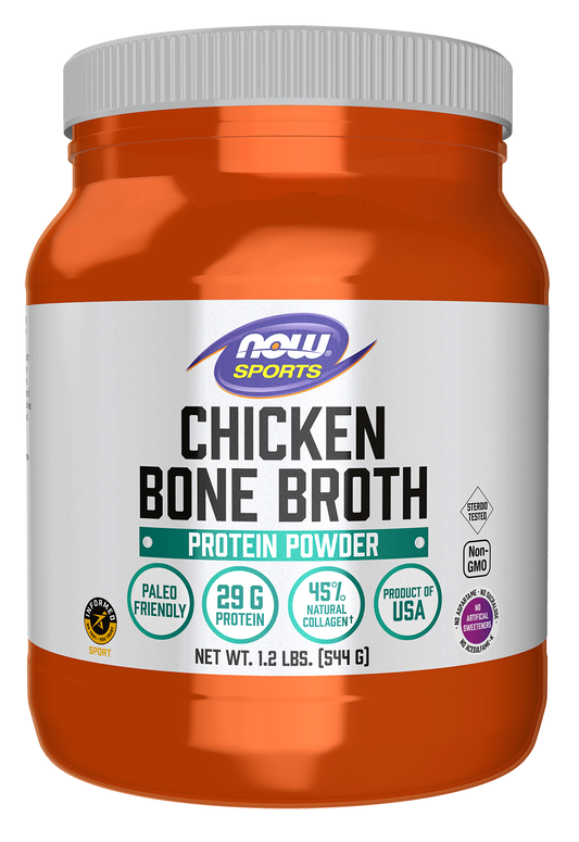 NOW Sports, Chicken Bone Broth Powder, Naturally Occurring Collagen, 1.2 lb