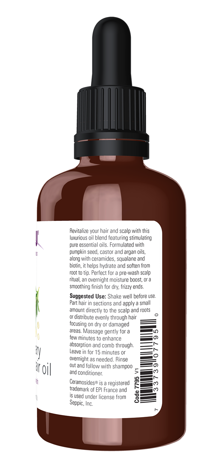 NOW Solutions, Rosemary Scalp and Hair Oil, Pre-Wash, 2 fl. oz
