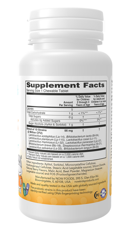 NOW Supplements, BerryDophilus™ , 2 Billion., 10 Strains,  60 Chewables