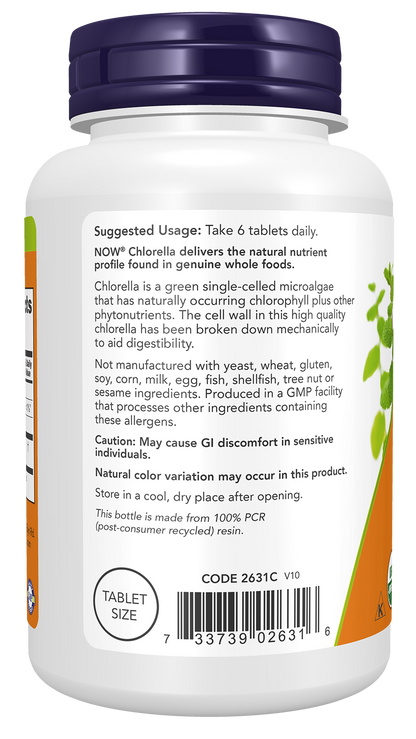 NOW Supplements, Organic Chlorella 500 mg, 200 Tabs
