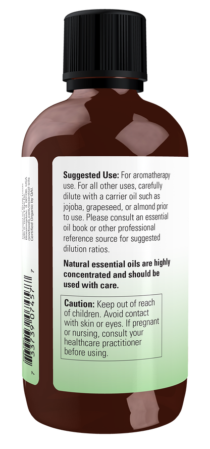NOW Essential Oils, Organic Peppermint Oil, Steam Dist., Undiluted,4 fl. oz