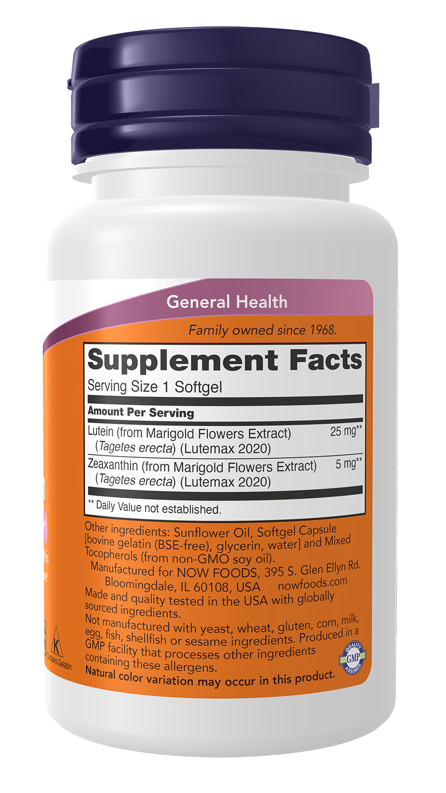 NOW Supplements, Lutein & Zeaxanthin with 25 mg Lutein and 5 mg Zeaxanthin, 120 Softgels