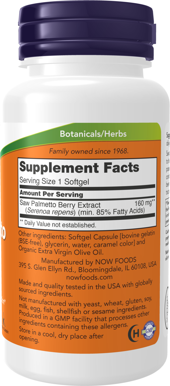 NOW Supplements, Saw Palmetto Extract 160 mg, Men's Health*, 120 Softgels