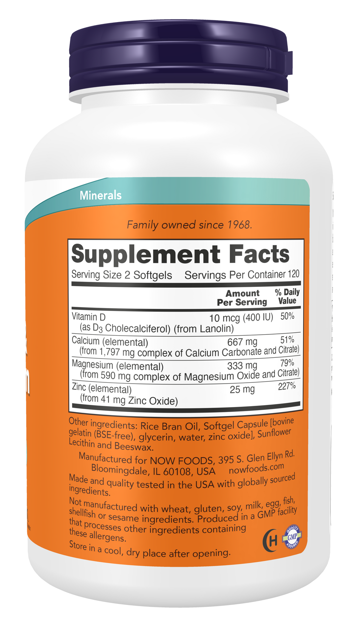 NOW Supplements, Calcium & Magnesium with Vitamin D-3 and Zinc, Supports Bone Health*, 240 Softgels