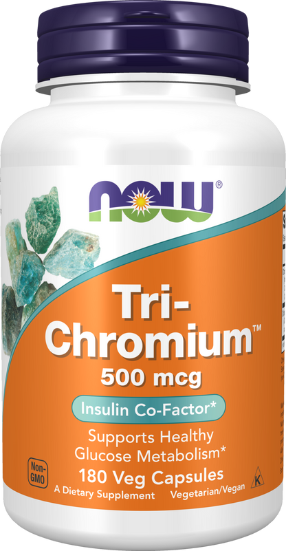 NOW Supplements, Tri-Chromium™ 500 mcg, Insulin Co-Factor*, 180 Veg Caps