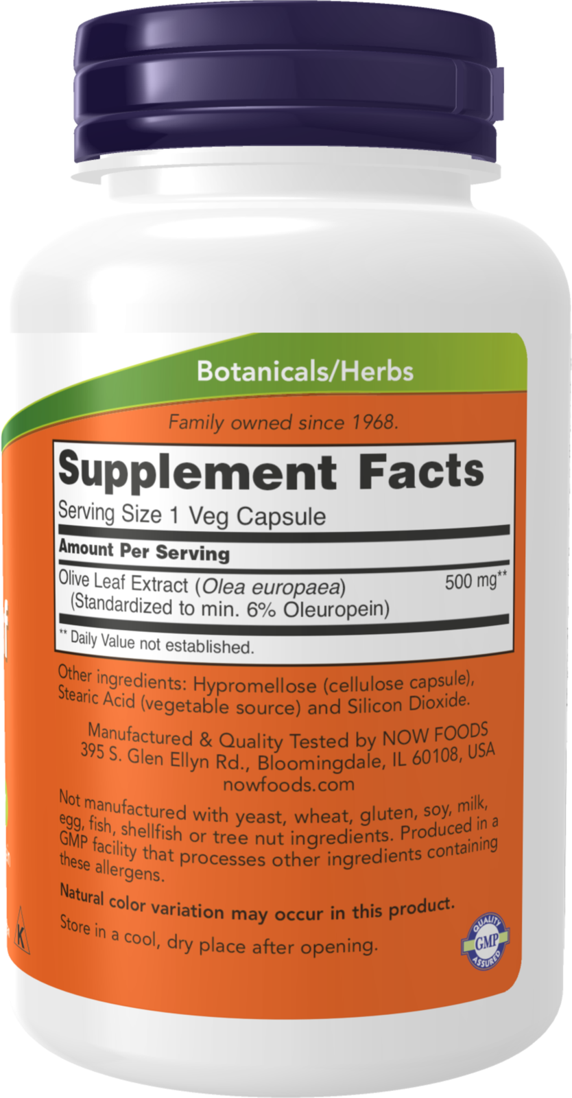 NOW Supplements, Olive Leaf Extract 500 mg, 120 Veg Caps