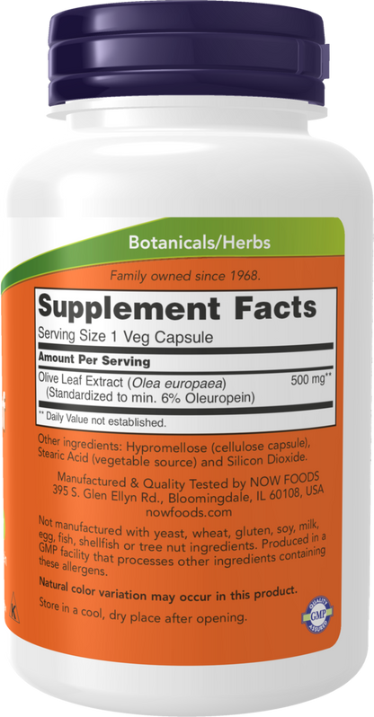 NOW Supplements, Olive Leaf Extract 500 mg, 120 Veg Caps